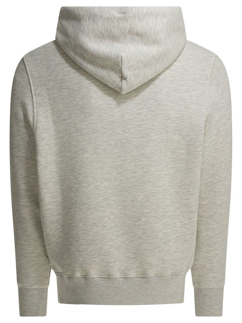 Autry Light Grey Hoodie With Drawstring And Subtle Logo