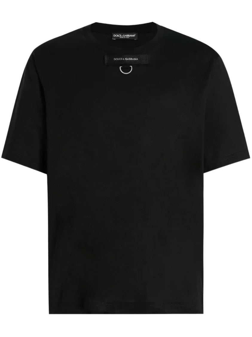 Dolce & Gabbana Black Round Neck Cotton Label T-Shirt