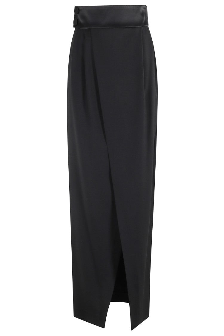 Erika Cavallini High-Waisted Black Midi Skirt With Wrap Design