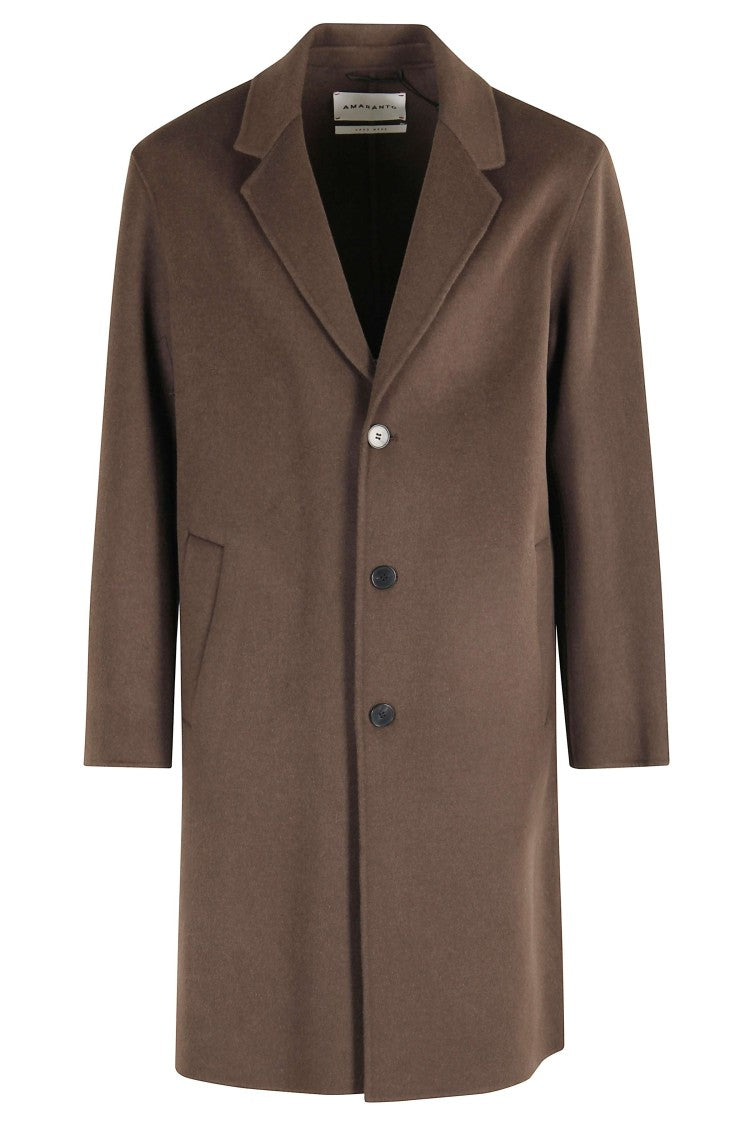 Amaranto Amaranth Wool Coat With Lapel Neckline