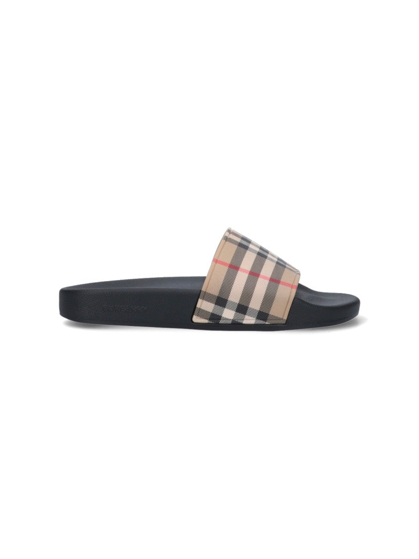 Burberry Beige Minimalist Strap Flat Sandals
