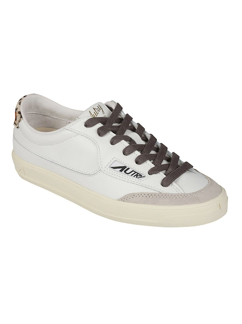 Autry Windscape Low White Leather Leopard Suede Accent Sneakers