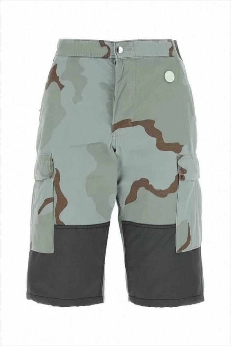 Oamc Camouflage Cargo Shorts With Structured Waistband
