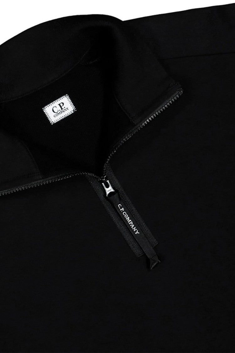 C.P. Company Black Lens Detail Half-Zip Cotton Stand-Collar Sweater