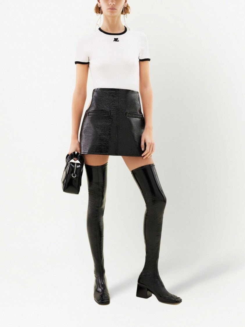 Courrèges Signature Contrast T-Shirt With Crew Neckline