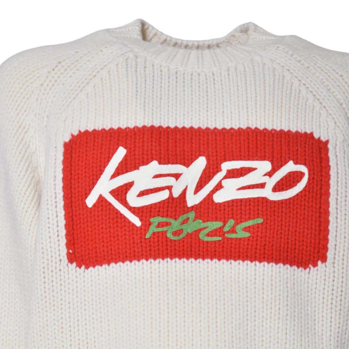 Kenzo Chunky Knit Jumper With Bold Rectangular Patch