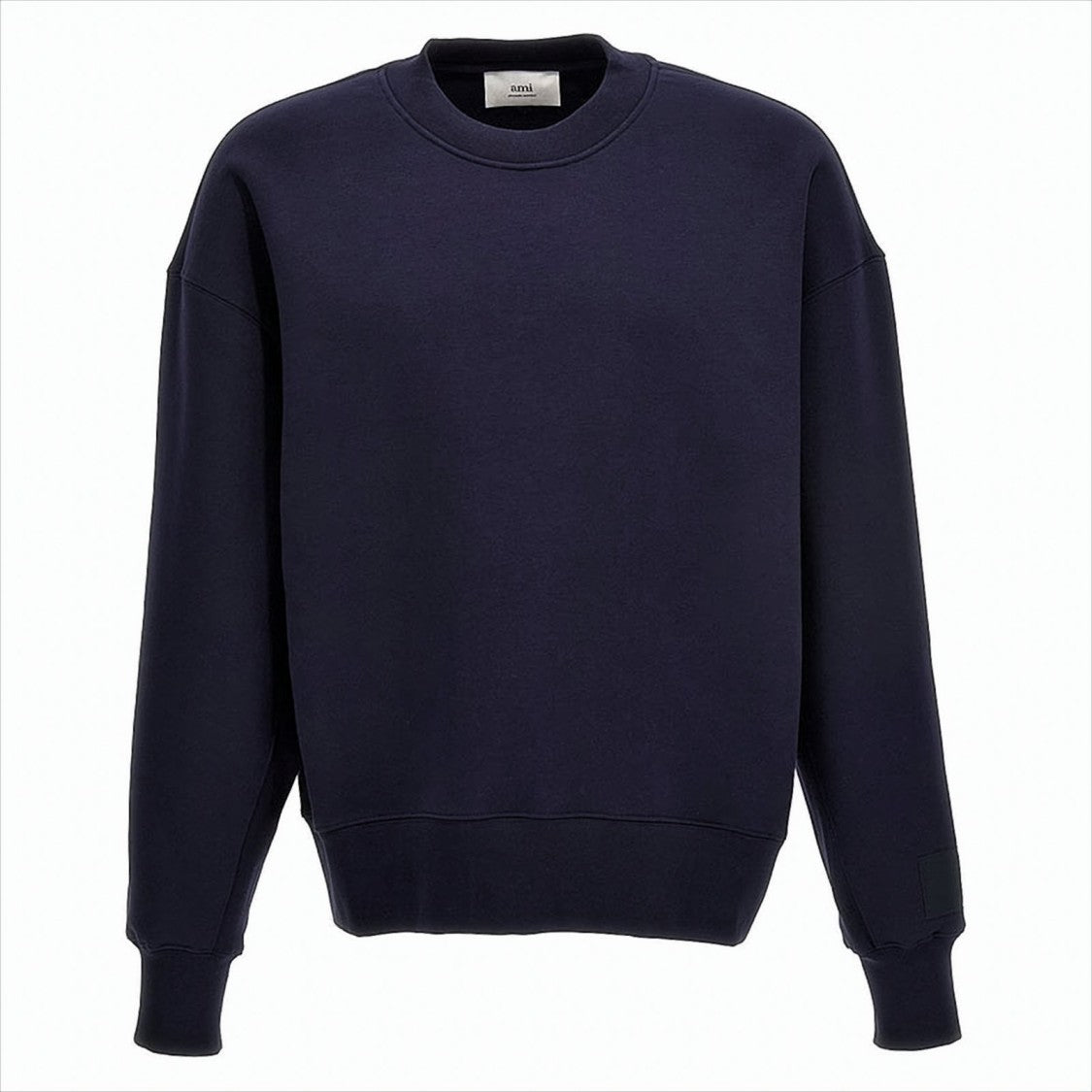 Ami Paris Crew Neck Sweatshirt With Satin Patch Logo