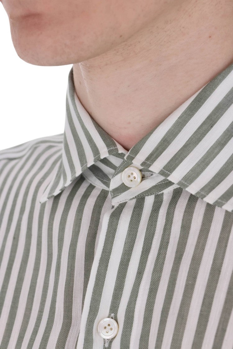 Finamore Gaeta Striped Linen-Lyocell Casual Shirt