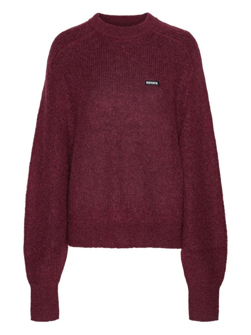 Rotate Birger Christensen Relaxed Fit Burgundy Knit Sweater