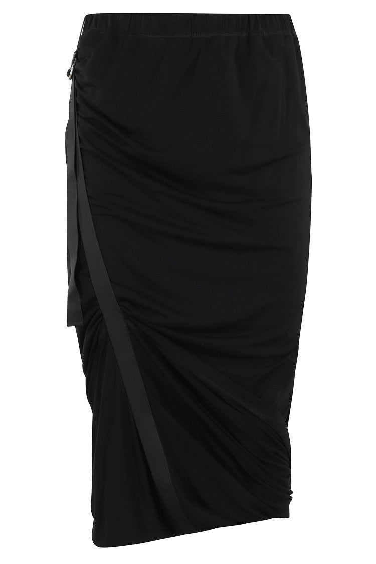 Helmut Lang Draped Jersey Skirt With Adjustable Side Strap