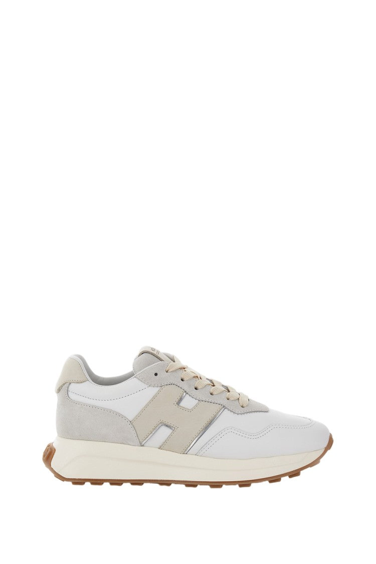 Hogan White Leather And Fabric Sneakers