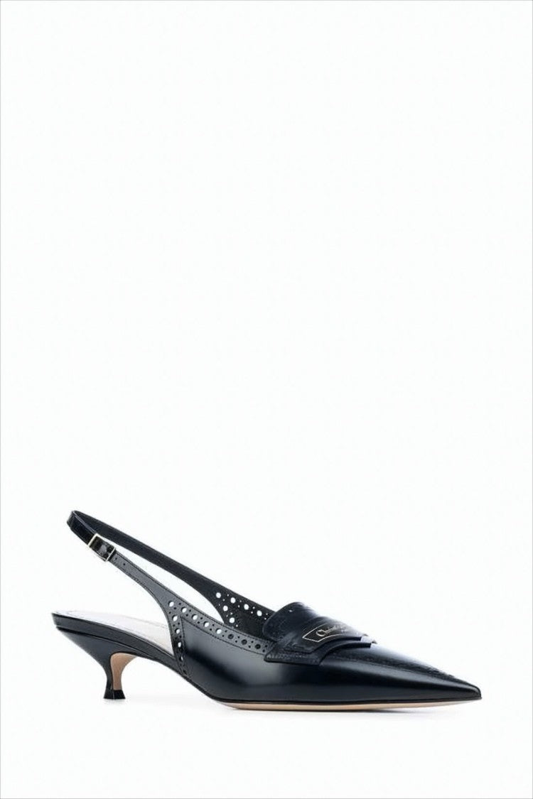 Christian Dior Pointed-Toe Slingback Pumps With Perforated Detailing