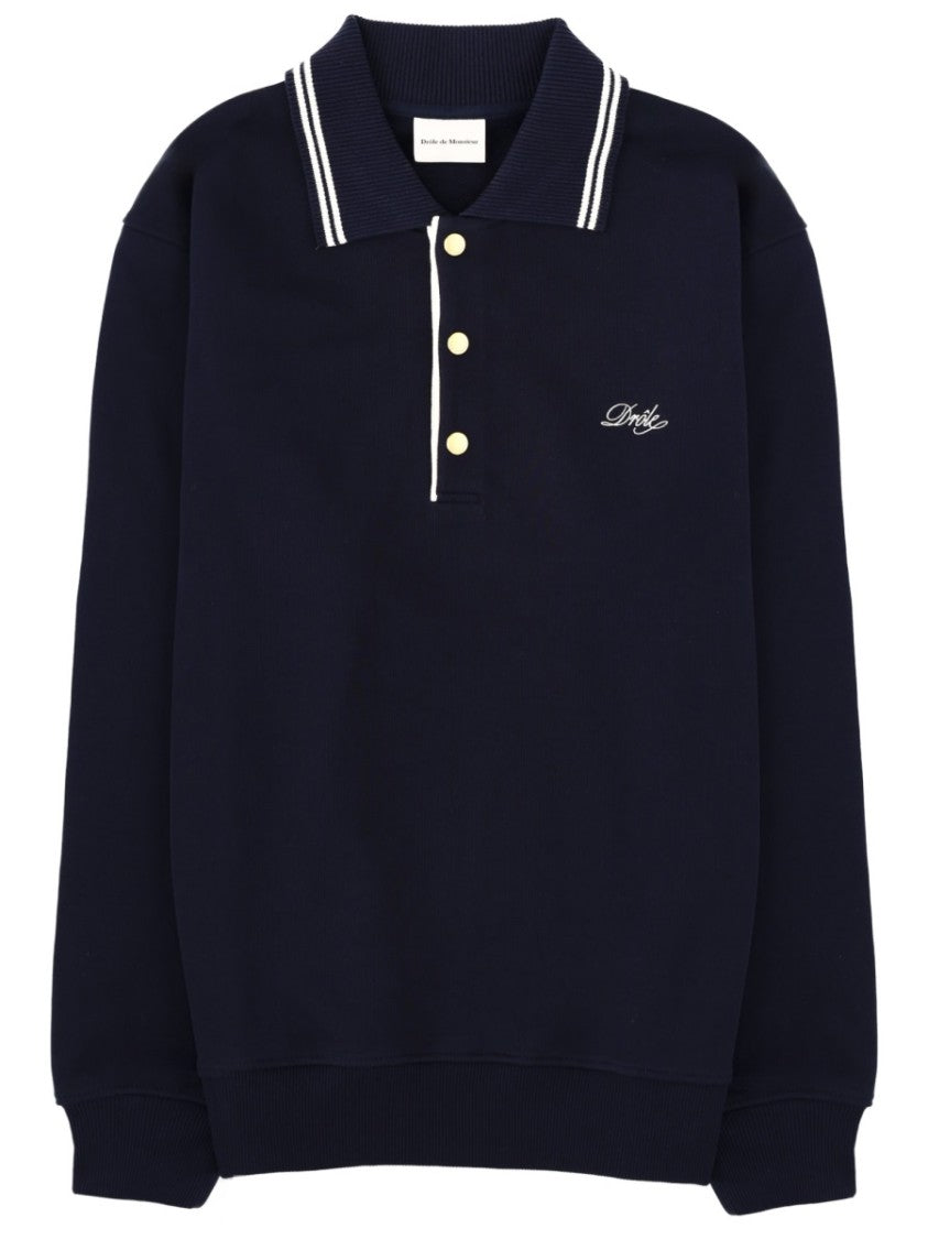 Drôle De Monsieur Sweatshirt White Stripe Cuffs Polo Shirt