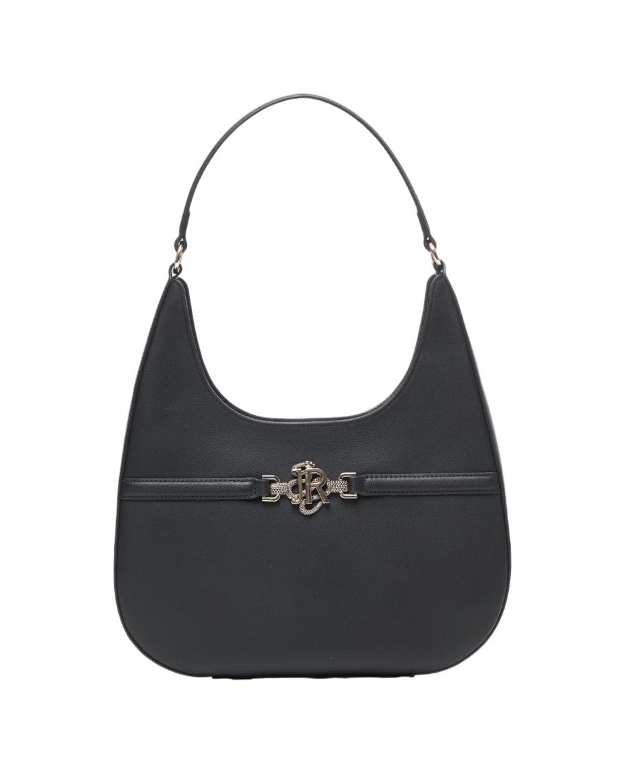 Richmond Structured Black Shoulder Bag With Decorative Clasp