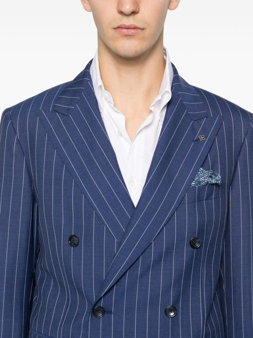 Tagliatore Naples Blue Pinstripe Double Breasted Suit