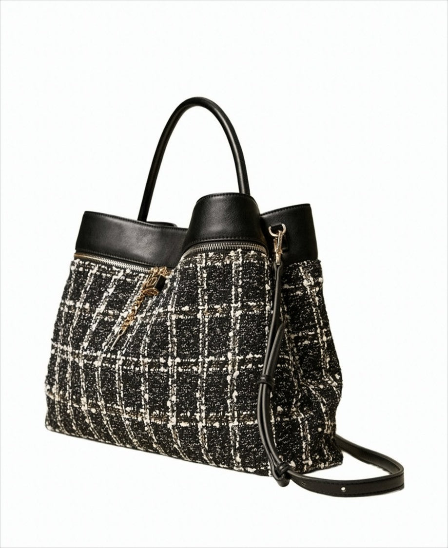Twin-Set Jacquard Tweed Shoulder Bag