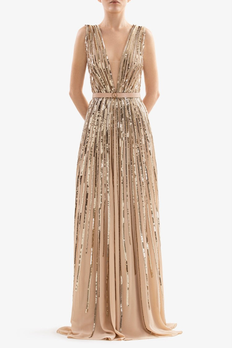 Saiid Kobeisy Sequin Long Dress