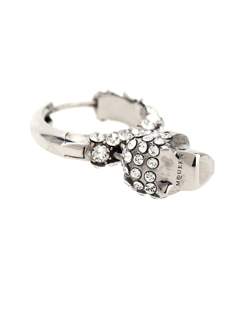 Mcqueen Rhinestone-Embellished Skull Pendant Earrings