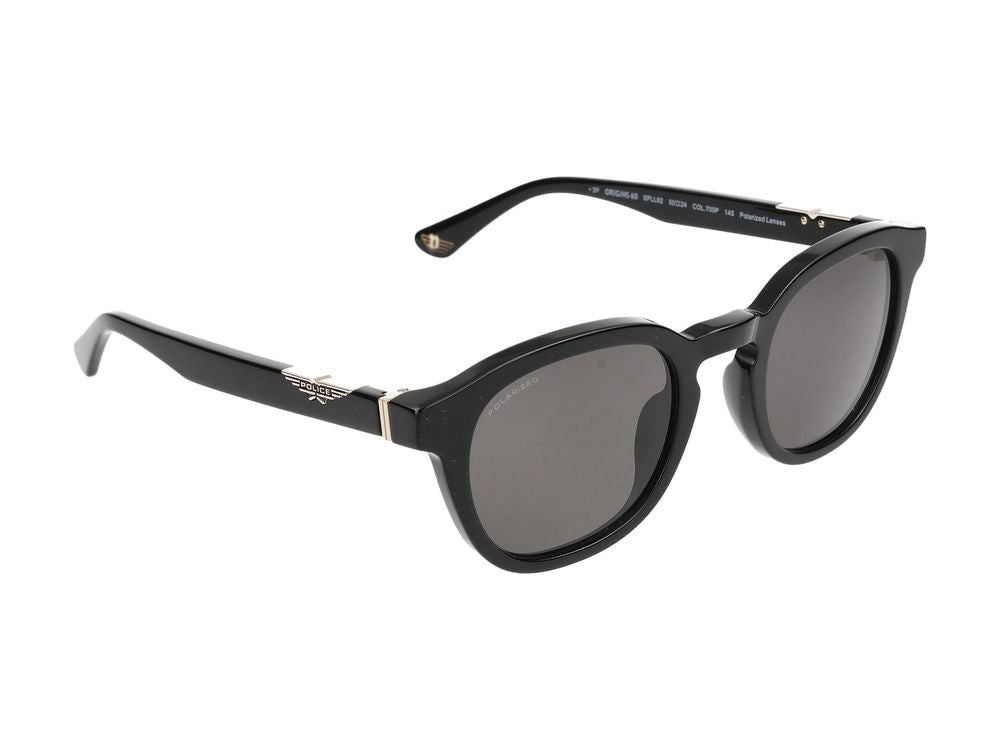 Police Square Frame Sunglasses With Acetate Construction And Metallic Accents