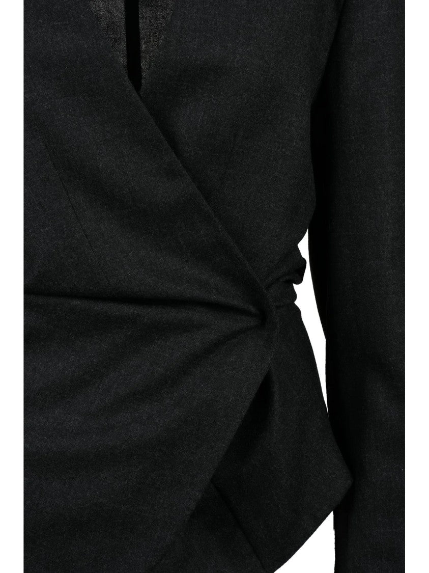 Alberta Ferretti Grey Virgin Wool Asymmetric Jacket