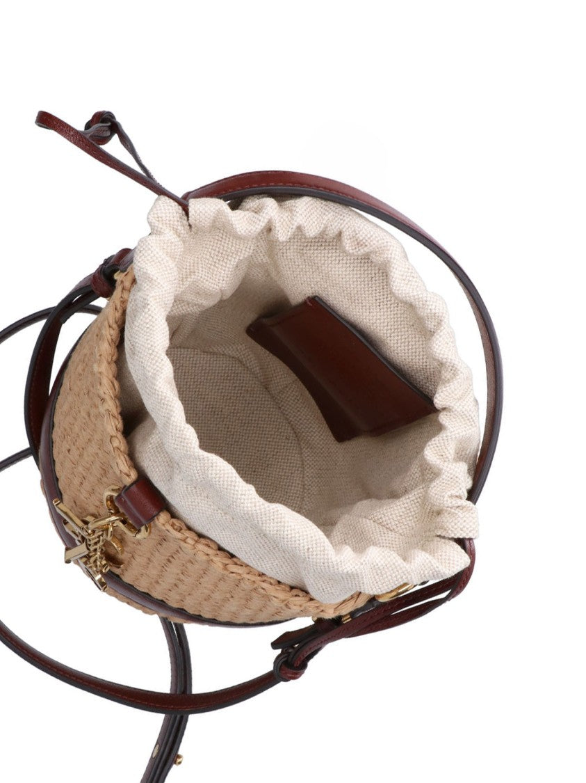 Chloé Brown Charms Woven Raffia Bag