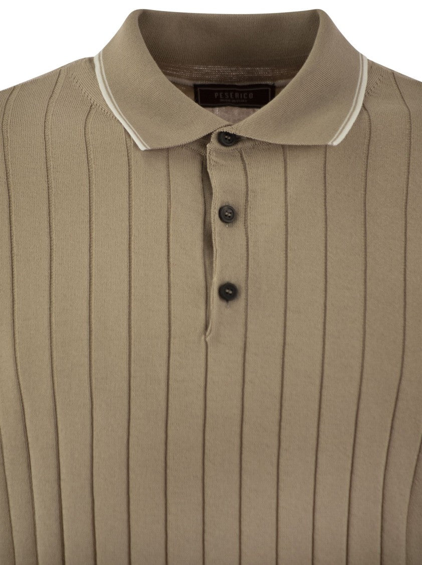Peserico Polo Shirt In Pure Cotton Crepe Yarn