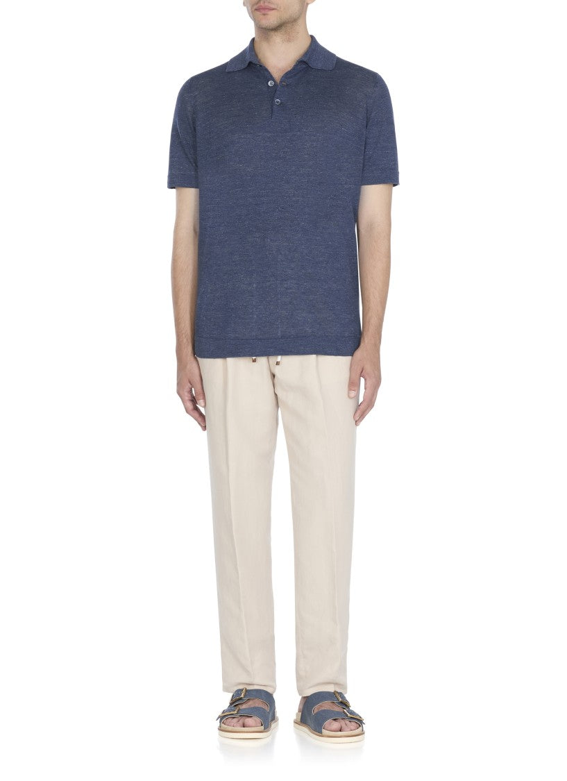 Brunello Cucinelli Linen-Cotton Blend Pants With Elastic Waist