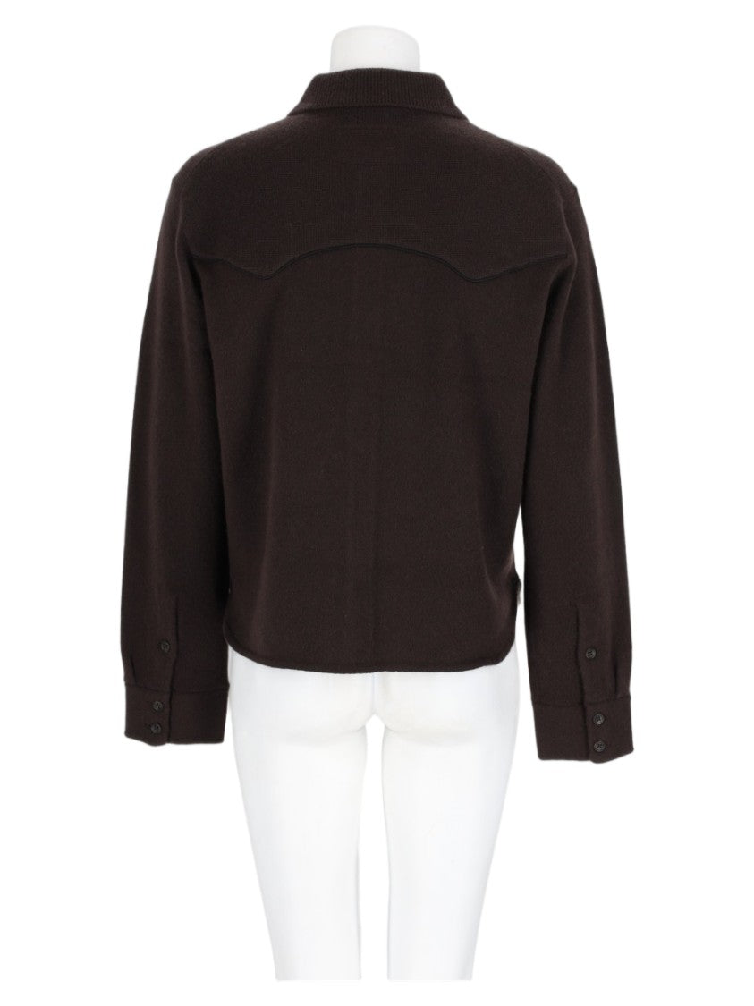 Guest In Residence Dark Brown Cashmere Classic Collar Long-Sleeve Shirt