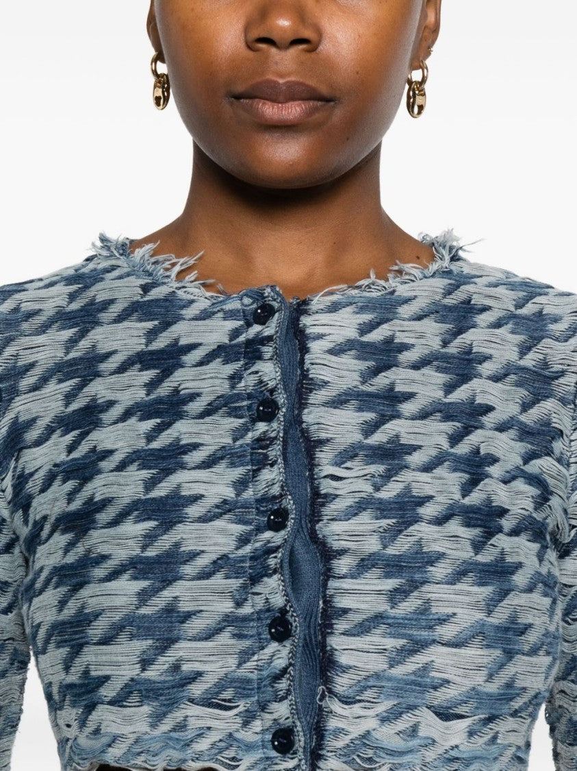 Diesel Cropped Blue Houndstooth Top