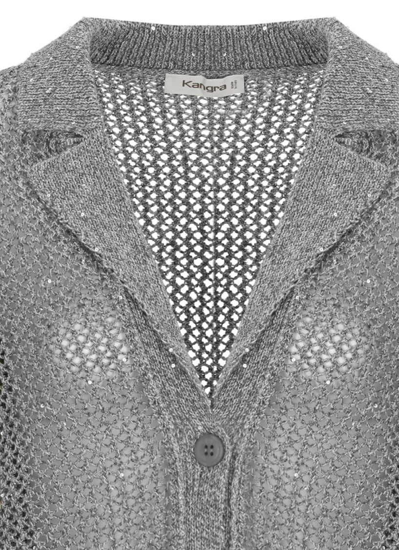 Kangra Grey Sequined Cotton-Blend Blazer