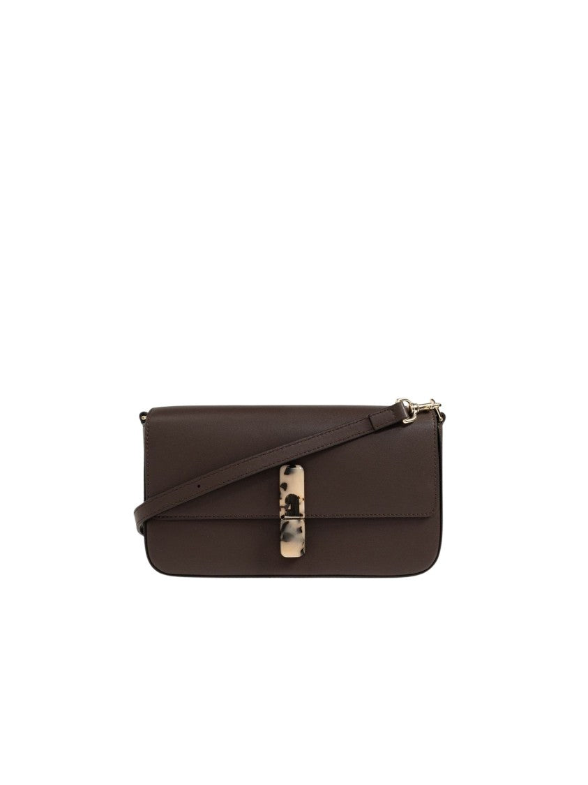 Furla Rectangular Fine Grain Leather Crossbody Bag With Tortoiseshell Buckle