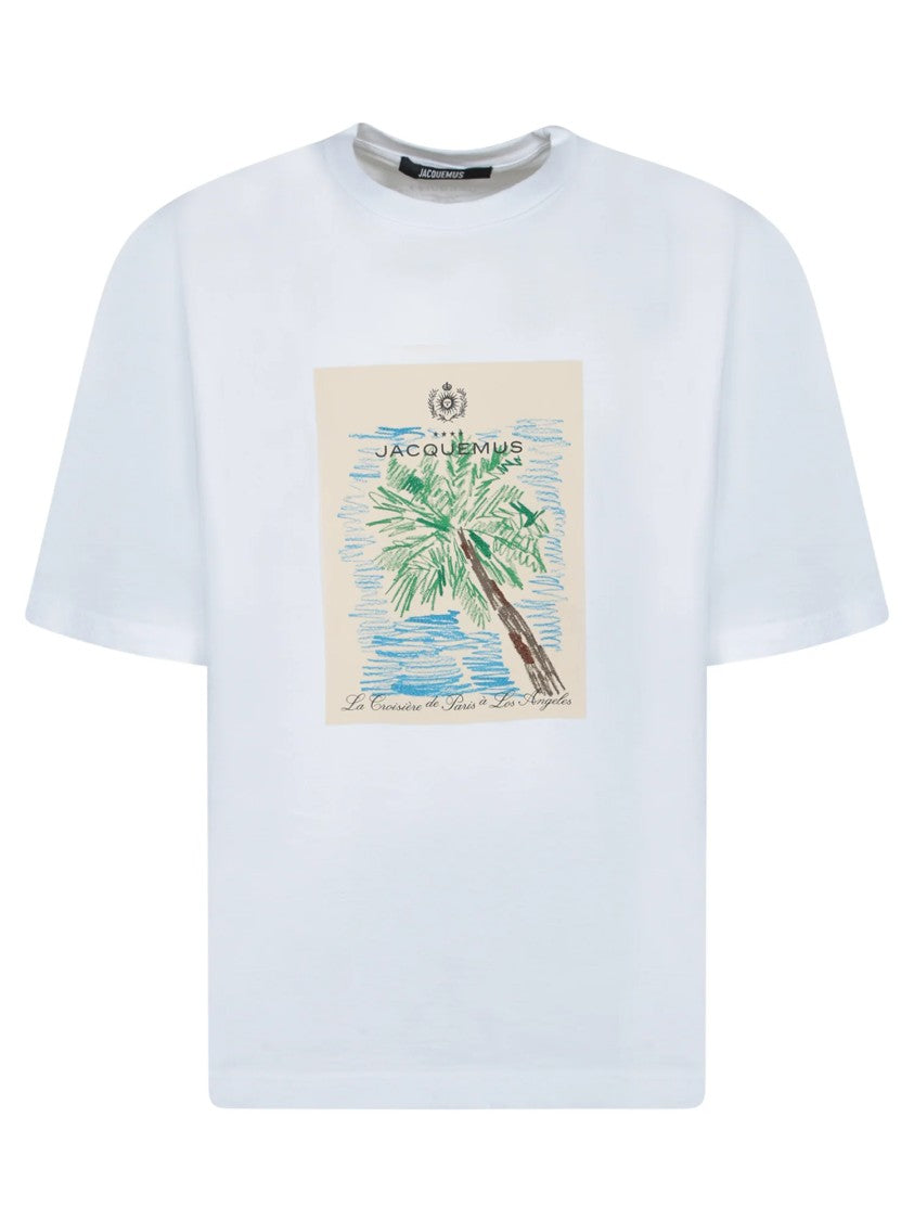 Jacquemus White Oversized T-Shirt With Graphic Print
