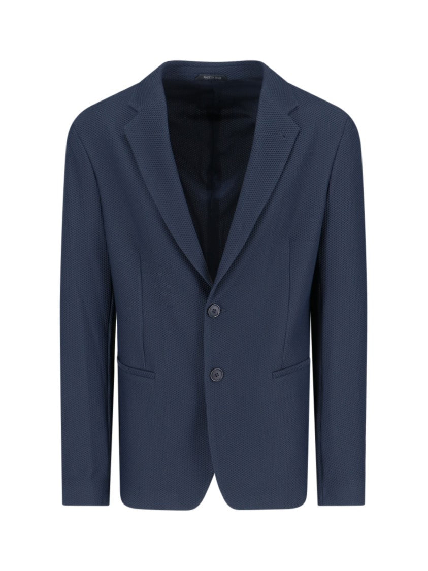 Giorgio Armani Mesh Single-Breasted Blazer – Navy