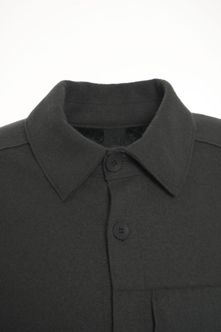 Transit Lana Vergine Overshirt With Classic Collar And Button Closure