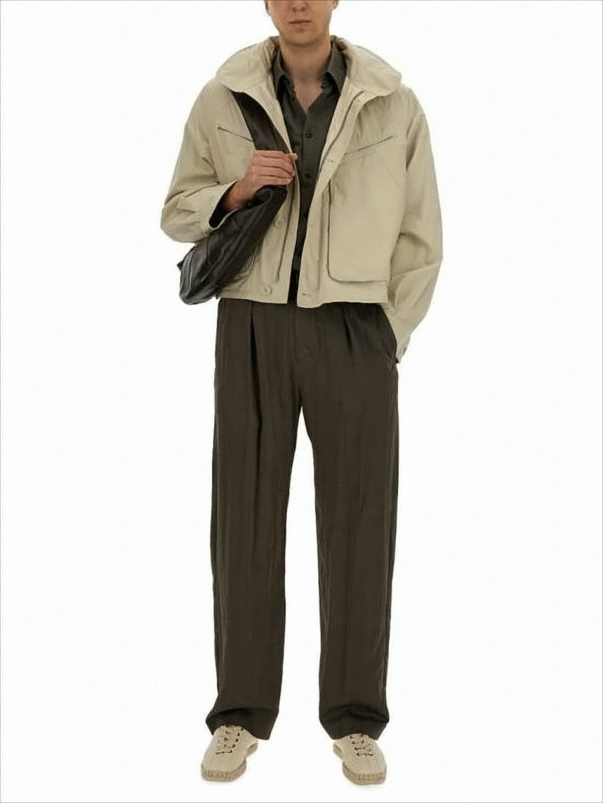 Lemaire Cropped Bomber Jacket With High Stand Collar