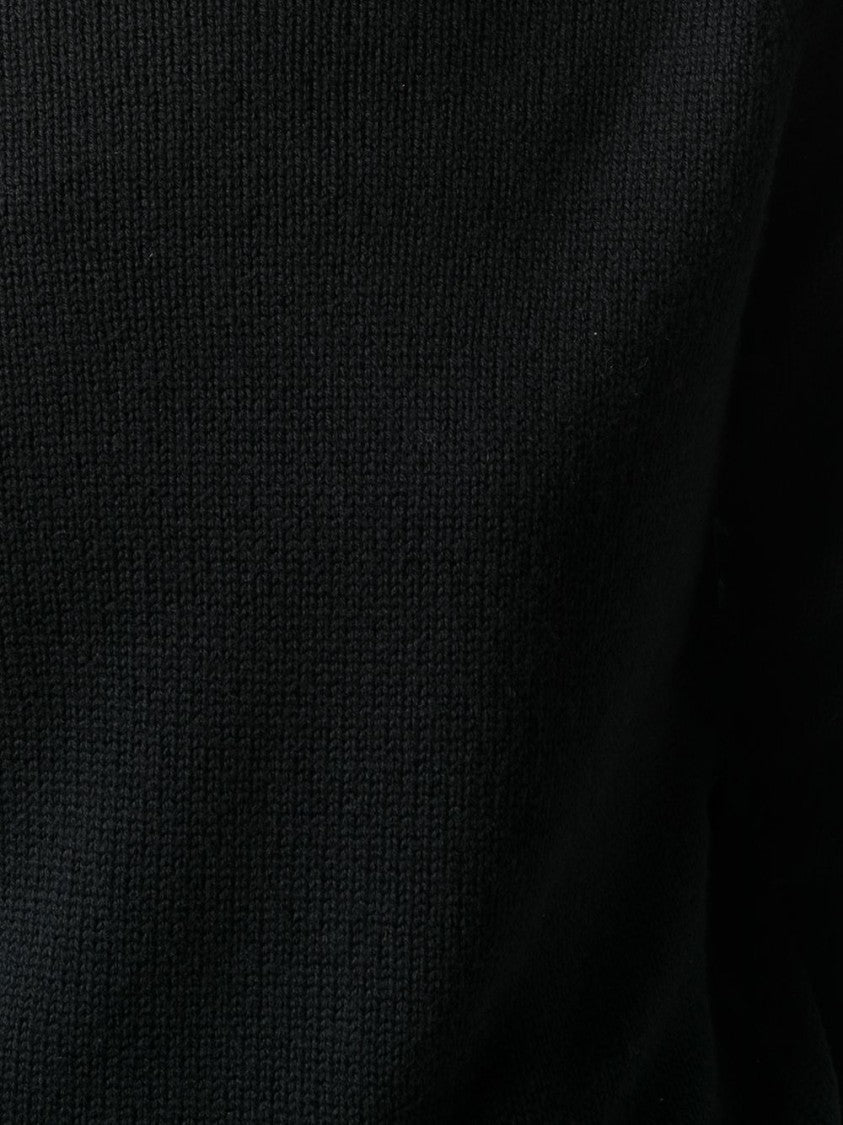 Drumohr Black High Ribbed Turtleneck Wool Sweater