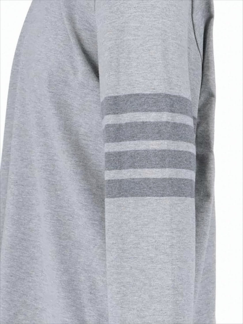 Thom Browne Long-Sleeve Light Grey Shirt With Striped Detailing