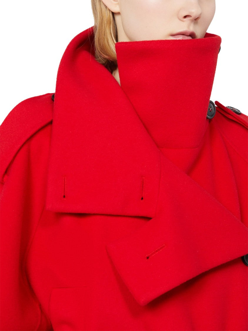 Max Mara Tailored Red Virgin Wool Coat With Classic Silhouette