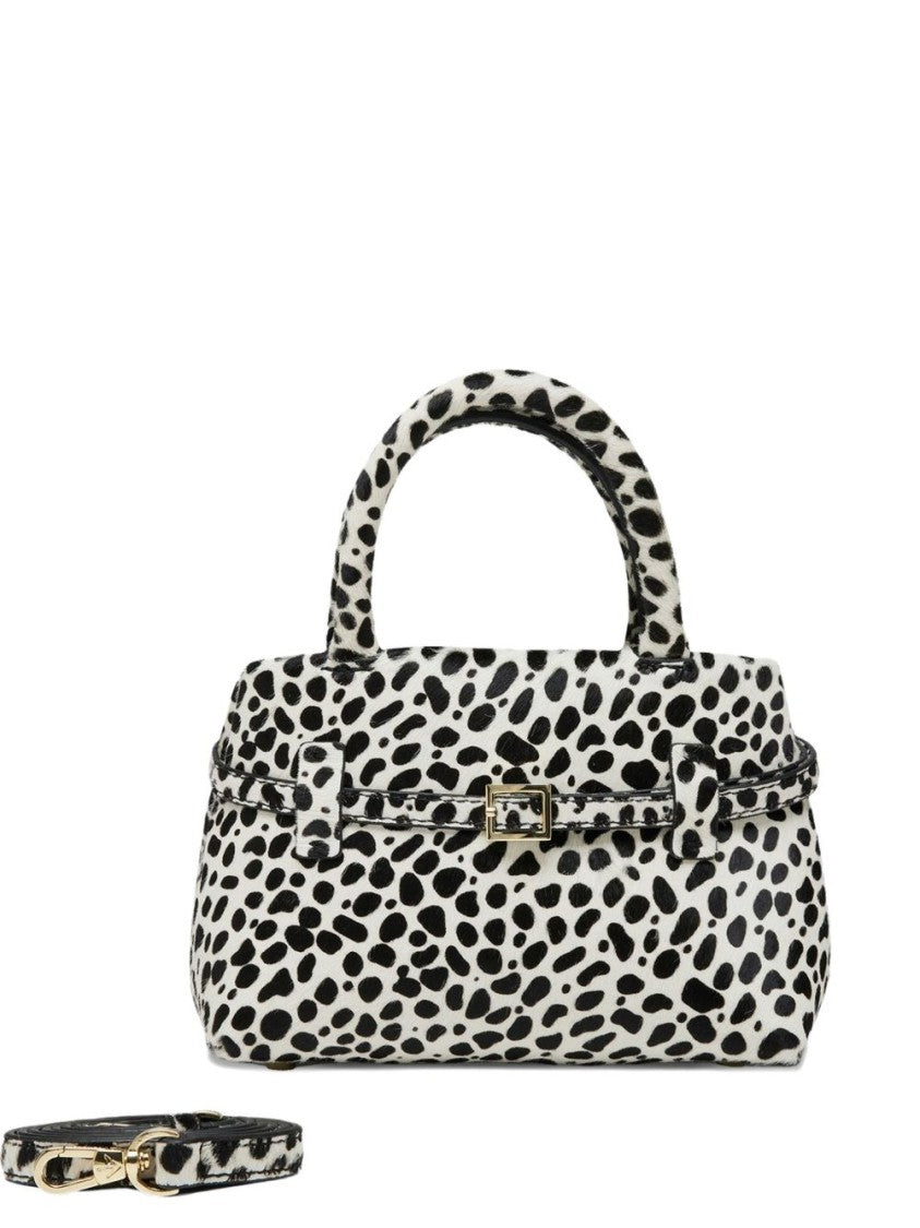 Manu Atelier Black Dalmatian Print Leather Shoulder Bag