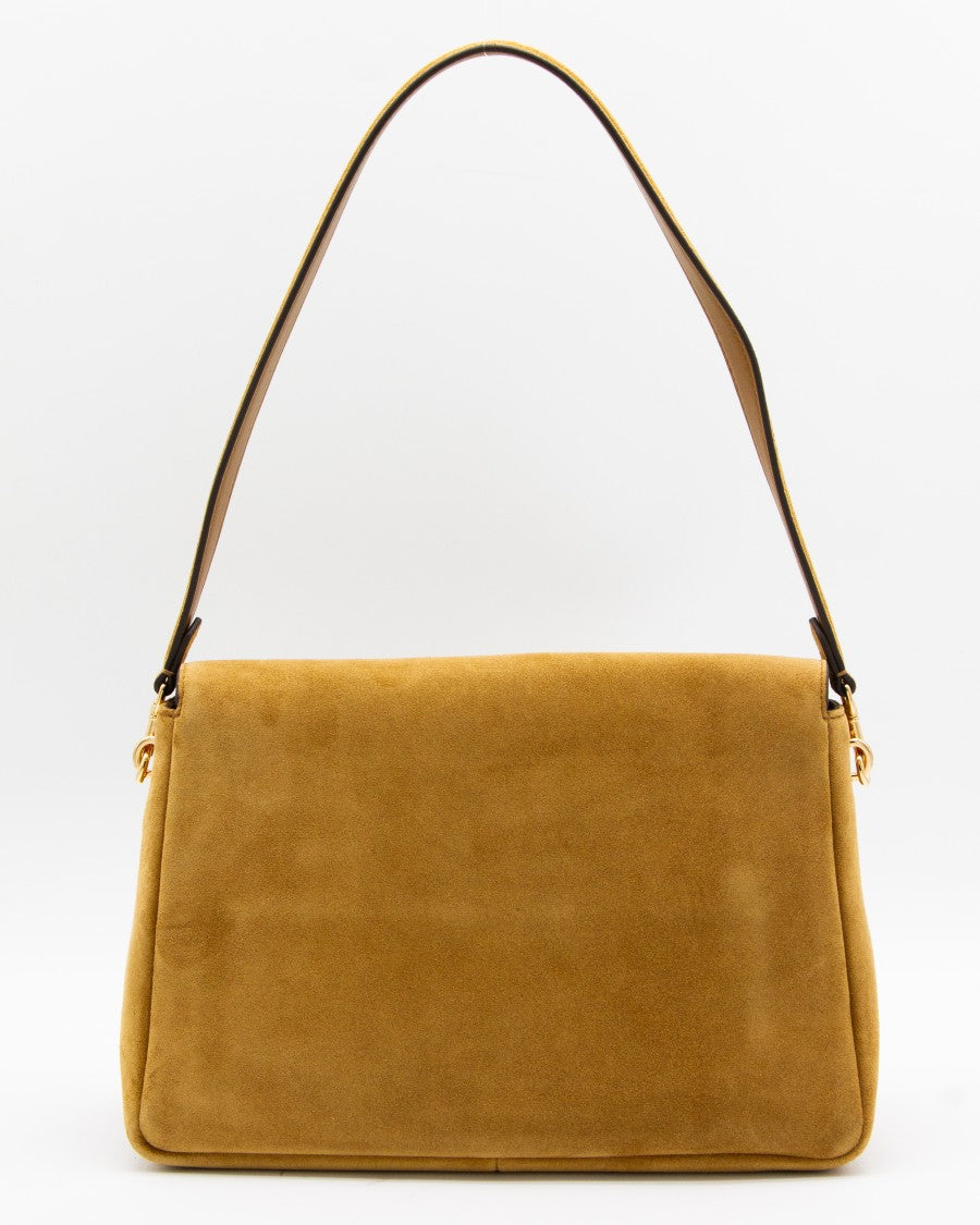 Tory Burch Structured Suede Handbag With Gold-Tone Logo Clasp