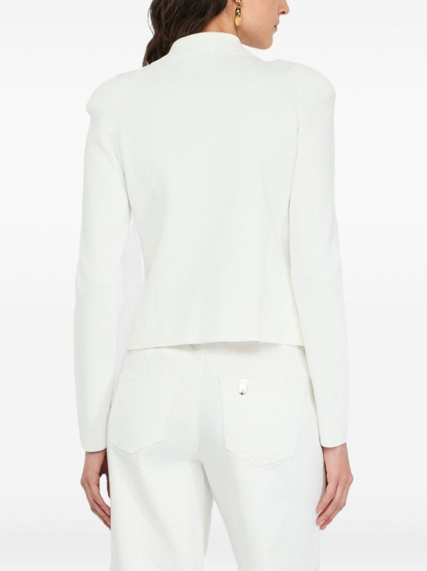 Liu Jo Fitted White Jacket With Classic Collar And Decorative Buttons