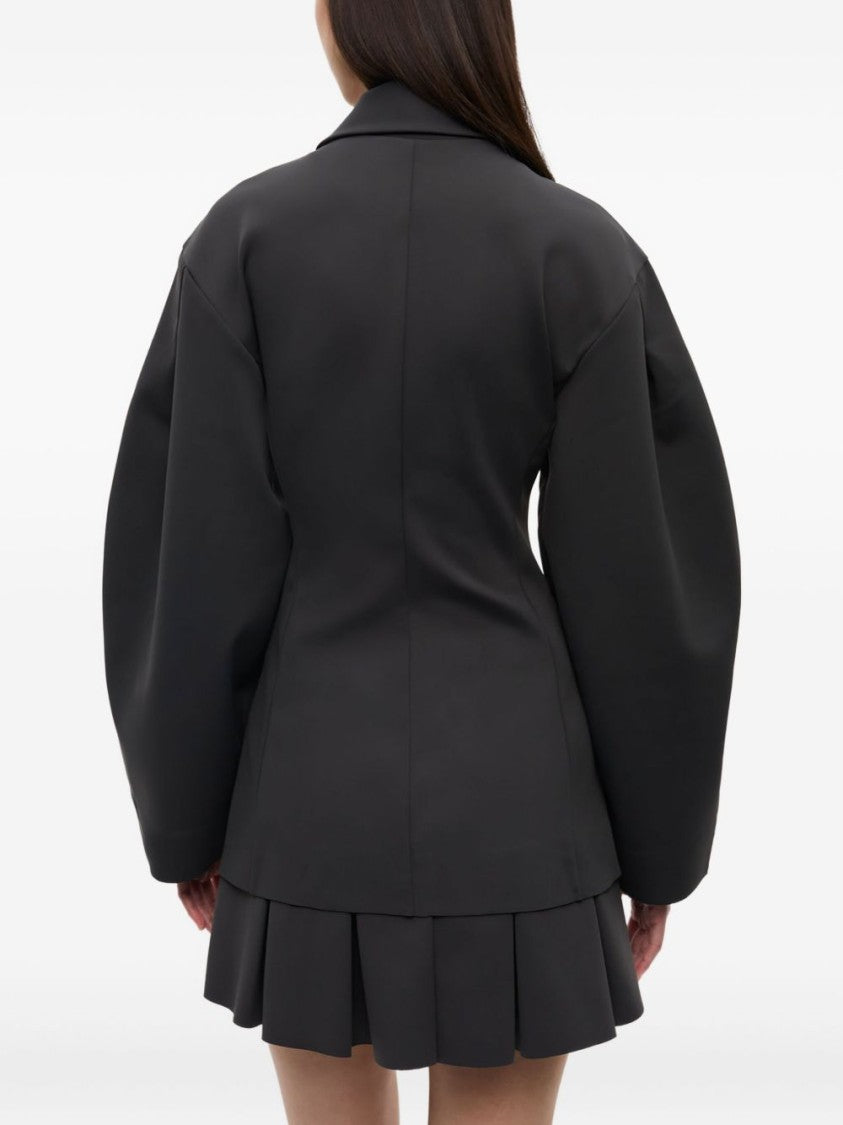 Ganni Structured Grey Jacket With Balloon Sleeves