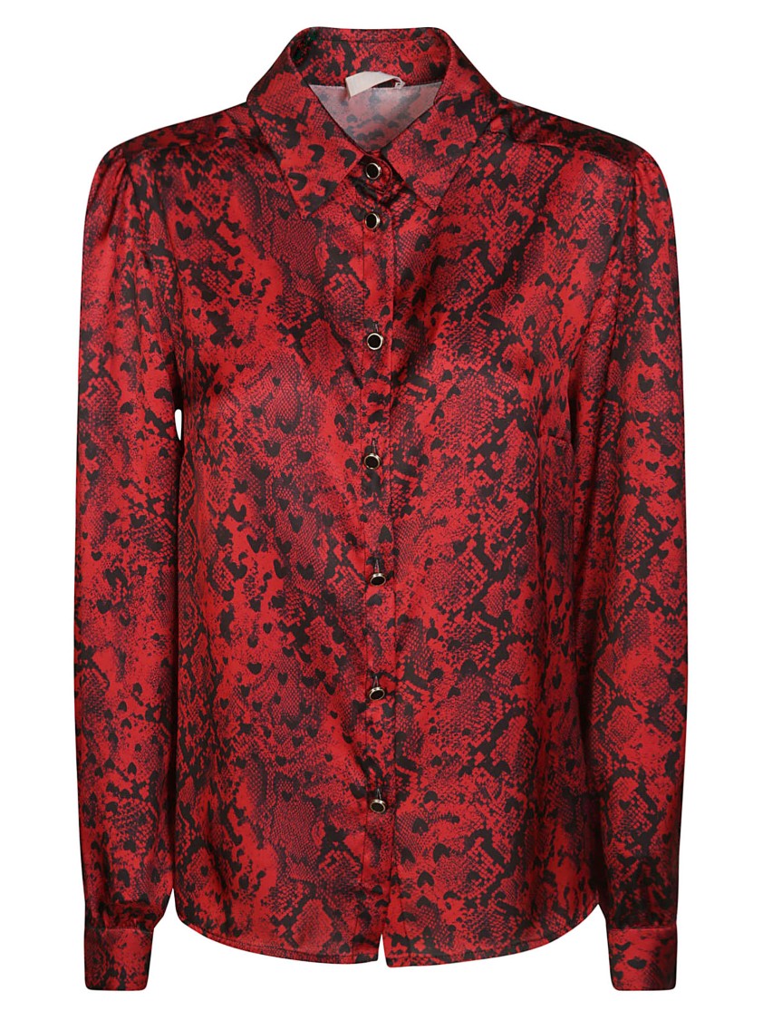 Liujo Snake Print Button-Down Shirt With Glossy Finish