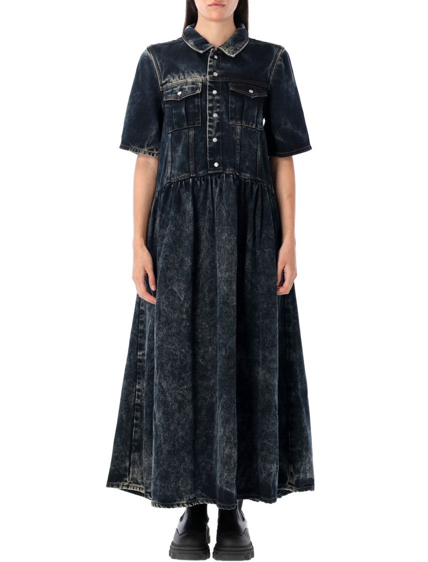 Ganni Denim Long Dress