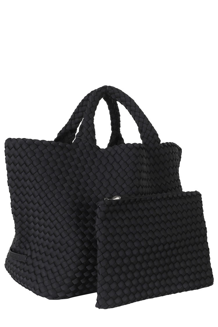 Naghedi Black St Barths Woven Motif Neoprene Tote Bag