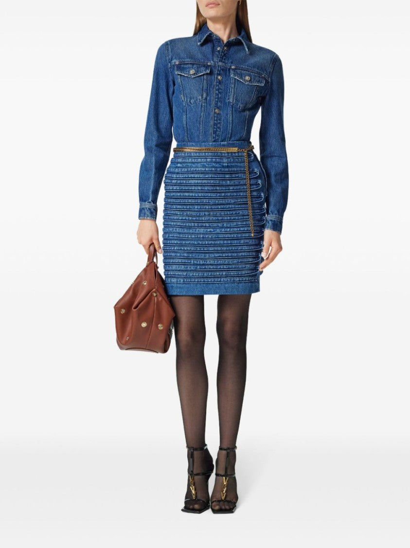 Versace High-Waisted Indigo Blue Denim Skirt