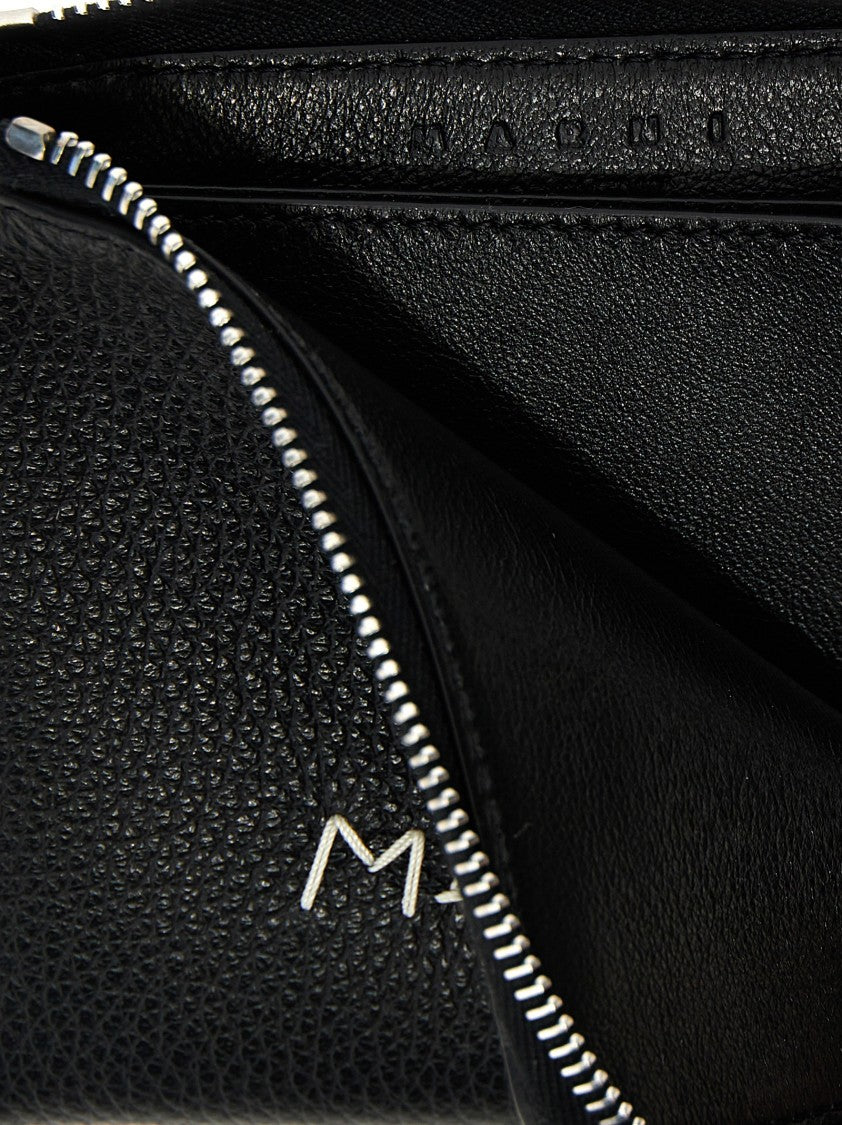 Marni Hammered Leather Wallet With Bold Logo