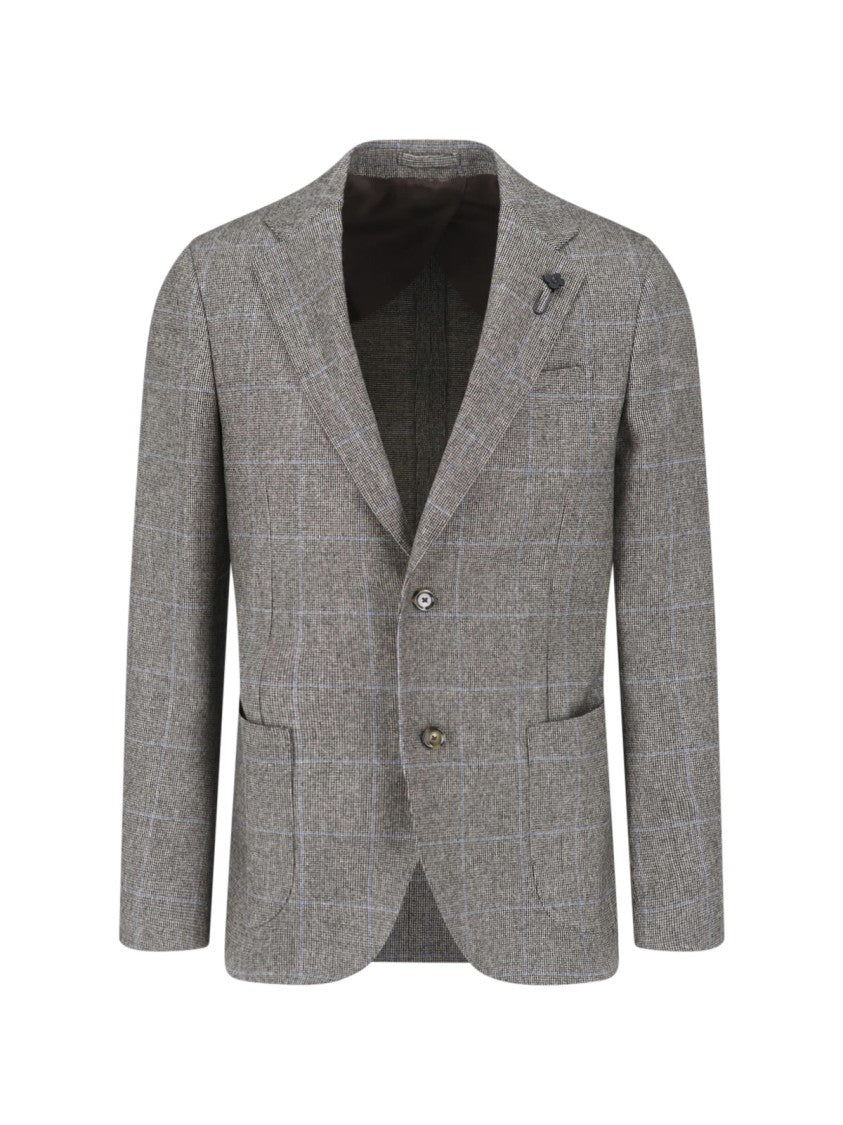 Lardini Grey Wool Pied De Poule Blazer