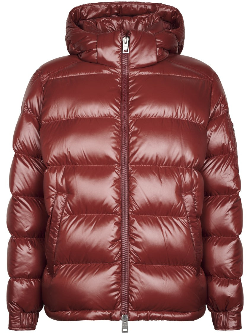Herno Padded Red Down Jacket With Hood And Quilted Design