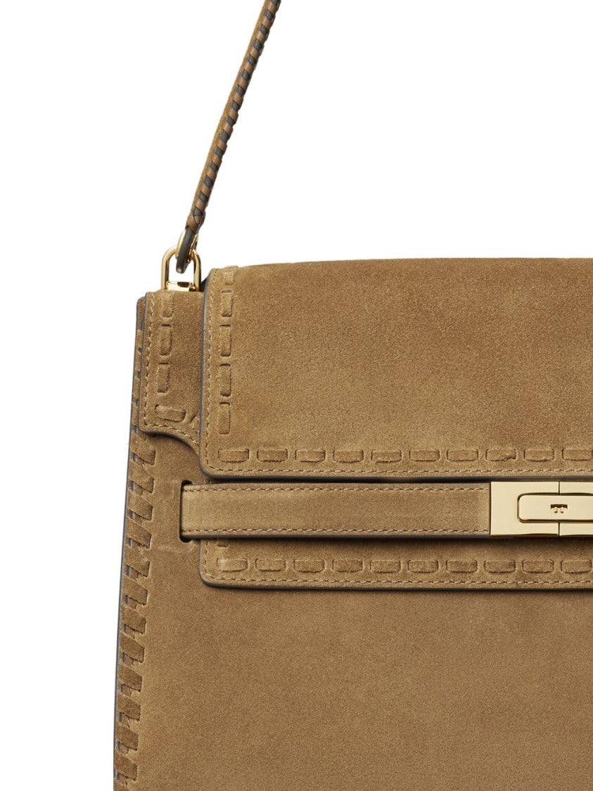 Tory Burch Rectangular Brown Calf Leather Shoulder Bag
